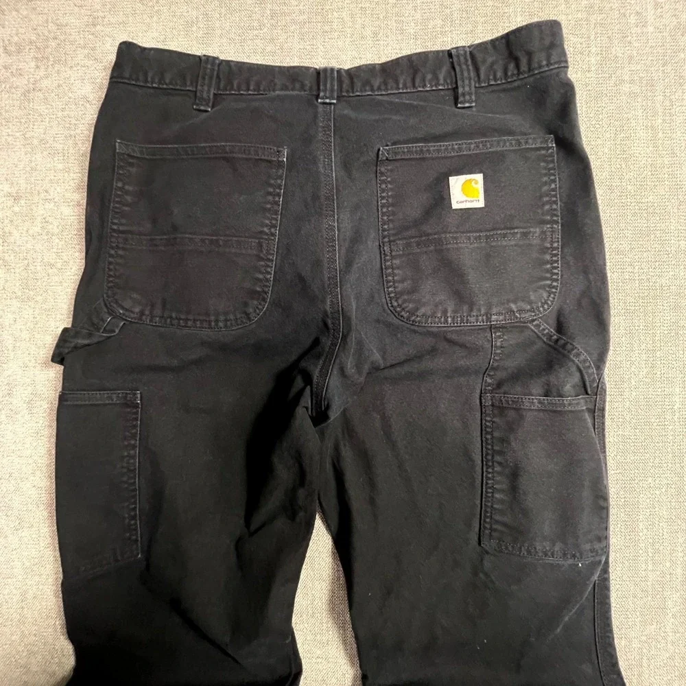 Carhartt Carpenter Pants Mens 34x36 Black Washed Duck Relaxed Fit Workwear